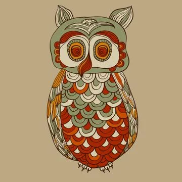 Vector bizarre funky owl Stock Illustration