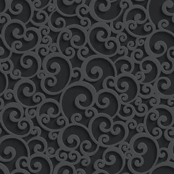 Vector Black 3d Swirl Seamless Pattern Stock Illustration