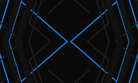 Vector black abstract background with blue and grey geometric shapes and lines. Stock Illustration