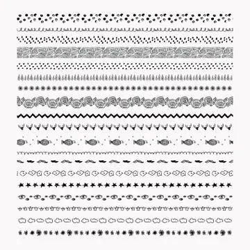 Vector black abstract textured seamless pattern borders Stock Illustration