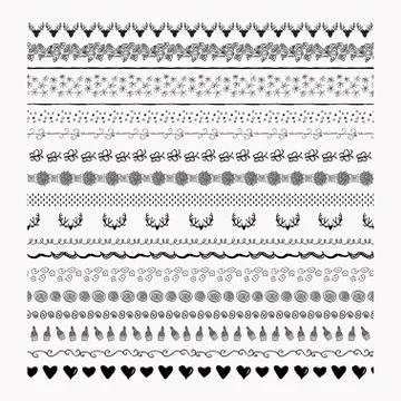 Vector black abstract textured seamless pattern borders Stock Illustration