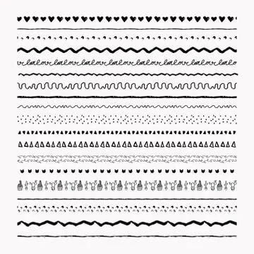 Vector black abstract textured seamless pattern borders Stock Illustration