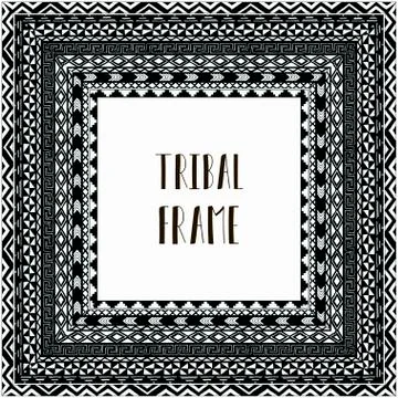 Vector Black Abstract Tribal Frame Stock Illustration