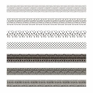 Vector black abstract tribal seamless pattern borders Stock Illustration