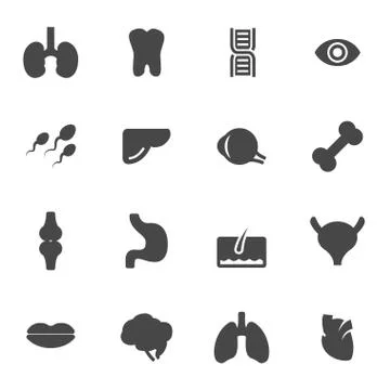 Vector black anatomy icons set Stock Illustration