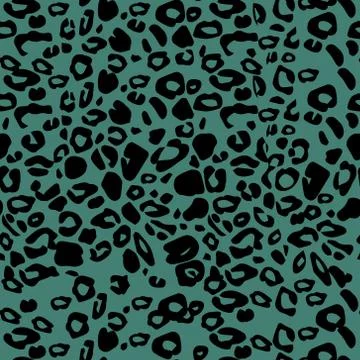 Vector black and green leopard spots seamless pattern texture backgound. Clas Stock Illustration