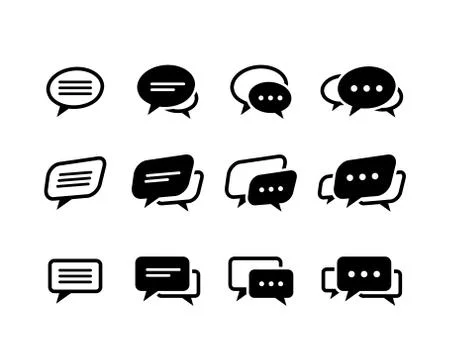 Vector black and line speech bubble  icons Stock Illustration