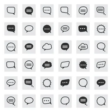 Vector black and line speech bubble  icons Stock Illustration