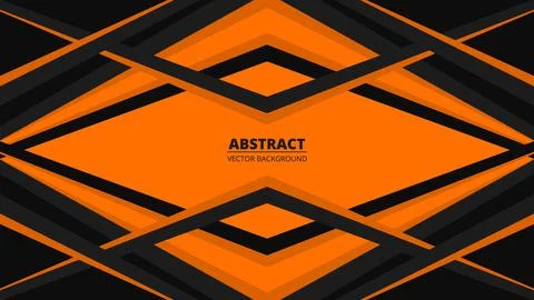 Vector black and orange abstract horizontal banner with lines and shapes. Illustrazione stock