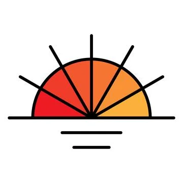 Vector black and orange gradient illustration of the sun during sunset on the Stock Illustration