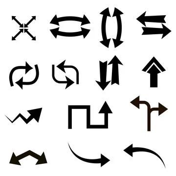 Vector black and white arrow icon set design Stock Illustration