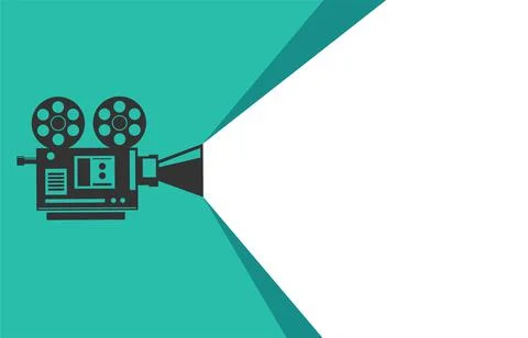 Vector black and white background with lighting old fashioned camera on the Stock Illustration