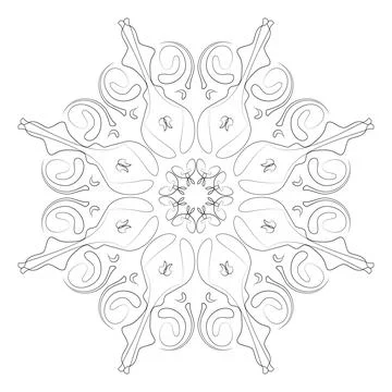 Vector black and white circular linear ornament Stock Illustration