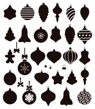 Vector black and white collection of christmas ball shapes Stock Illustration