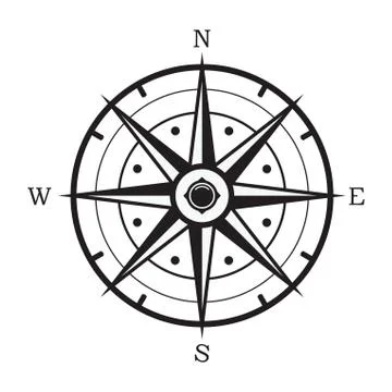 Vector black and white compass Stock Illustration