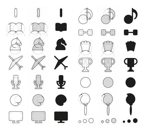 Vector black and white construction of smooth geometric signs and icons Stock Illustration