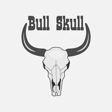 Vector black and white Cow Skull Logo Stock Illustration