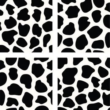 Vector black and white  cow skin patterns Stock Illustration