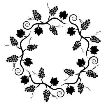 Vector black and white decoration pattern of grape vine Stock Illustration