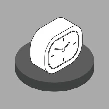 Vector black and white desk clock Stock Illustration