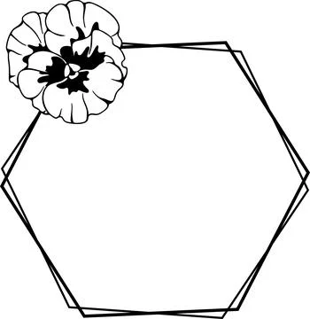 Vector black and white floral frame, wreath with pansies, violet flower Stock Illustration