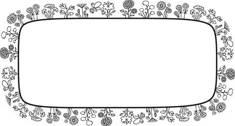 Vector black and white flowers background border frame Stock Illustration