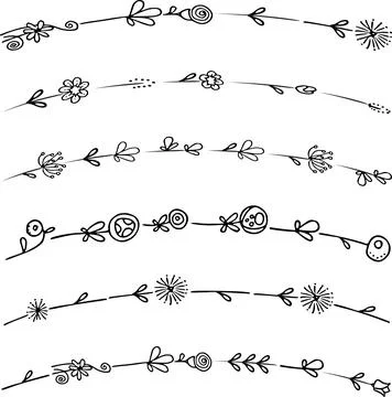Vector black and white flowers background border frame set Stock Illustration