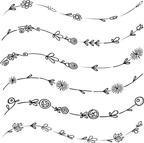 Vector black and white flowers background border frame set Illustrazione stock