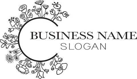 Vector black and white flowers icon sign logo design Stock Illustration