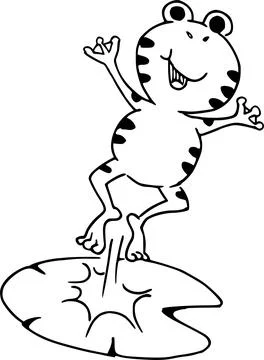 Vector black and white frog jumping Stock Illustration