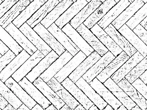 Vector black and white grunge herringbone parquet seamless pattern Stock Illustration