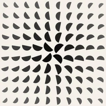 Vector Black and White Half Circle Geometric Pattern Stock Illustration