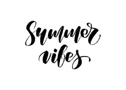Vector black and white hand drawn summer inscription. Stock Illustration