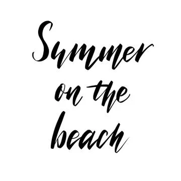 Vector black and white hand drawn inscription Summer on the Beach. 库存插图