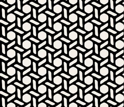Vector Black and White Hexagonal Seamless Geometric Pattern 스톡 일러스트