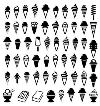 Vector black and white ice cream icons Stock Illustration