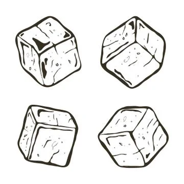 Vector black and white ice cubes Stock Illustration