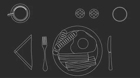 Vector Black and White Illustration of Breakfast Stock Illustration