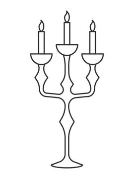 Vector black and white illustration. A candlestick for three candles. Stock Illustration