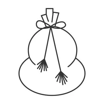 Vector black and white illustration. A bag of gifts 스톡 일러스트