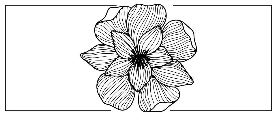 Vector black and white illustration with a flower Stock Illustration