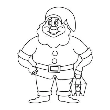 Vector black and white illustration. Gnome. Picture for coloring. Stock Illustration