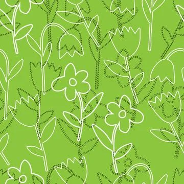 A Vector black and white illustration of bouquet bell and tulip flowers with Stock Illustration