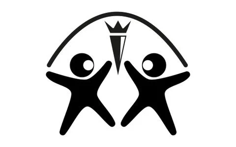 Vector black and white logo two figures of a man of black color with open arm Stock Illustration