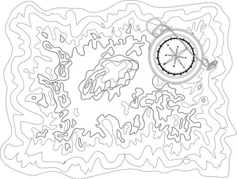Vector black and white map pattern with abstract topographical contour lines  Stock Illustration