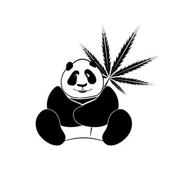 Vector black and white Panda with cannabis leaf. Stock Illustration