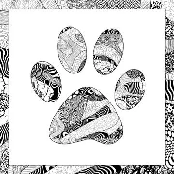 Vector black and white paws step illustration Illustration