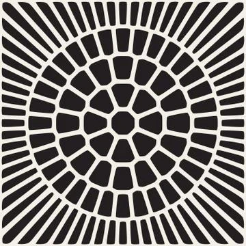 Vector Black and White Rounded Lace Ornamental Pattern Stock Illustration