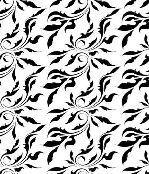 Vector black and white seamless floral pattern. 库存插图