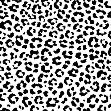 Vector black and white seamless pattern of leopard skin print. Stock Illustration